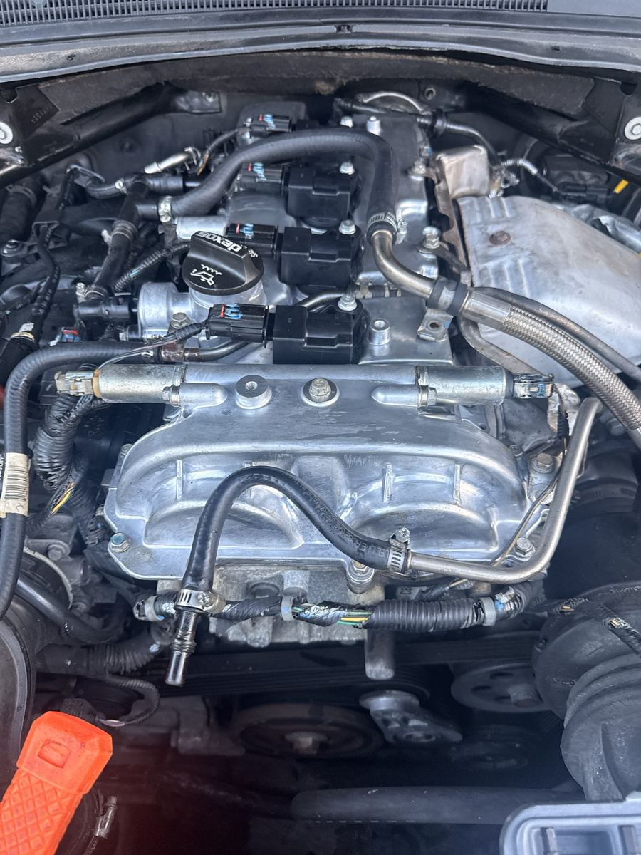 Clean reassembled engine bay with coils and fuel rail installed